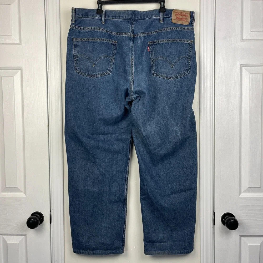 Levis‎ 550 Relaxed Fit Taper 43x32 Medium Wash Denim Blue Jeans Zip *Read